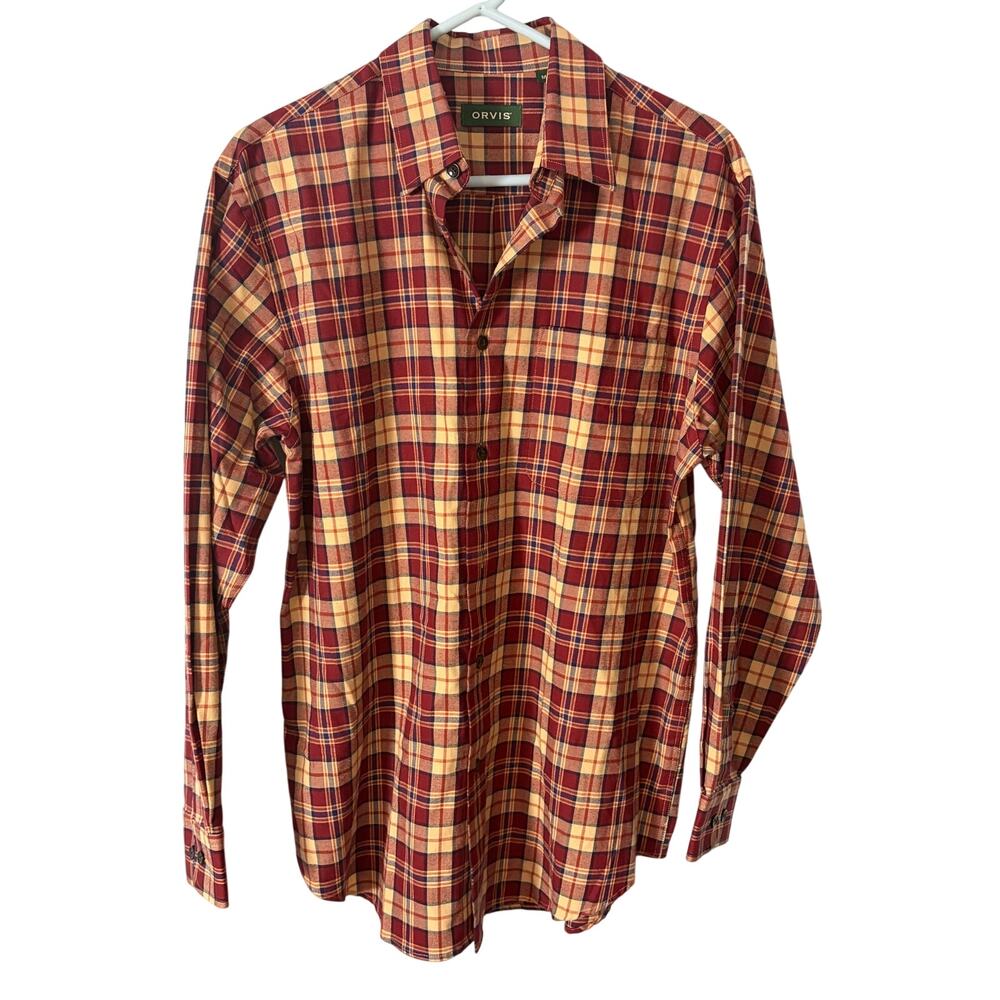 Orvis Men's M Plaid Button Front Shirt Made in Portugal Outdoors Fall Cabin